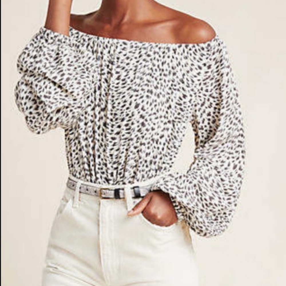 ANTHROPOLOGIE Cascais Animal Print Top M